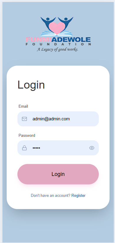 FAF Medical Login Mobile View
