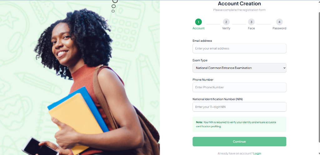 NABTEB Portal Account Creation